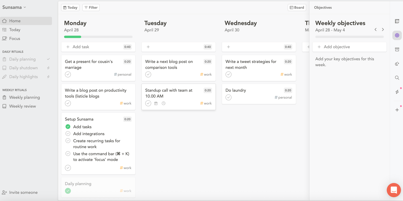 Sunsama : Daily planner