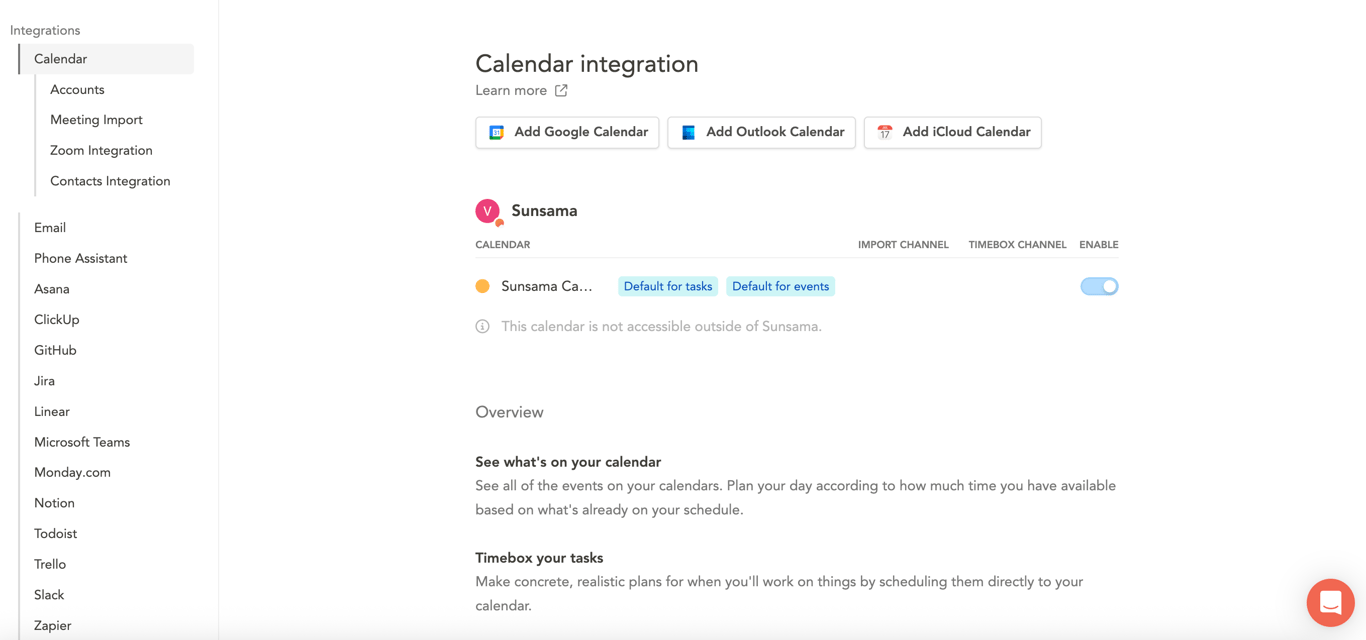 Sunsama Integrations