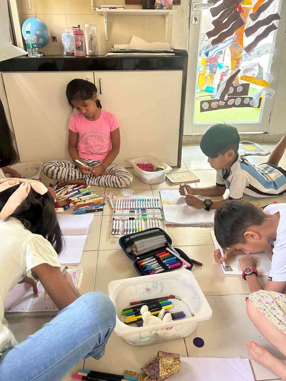 Making time for their current favourite - doodling