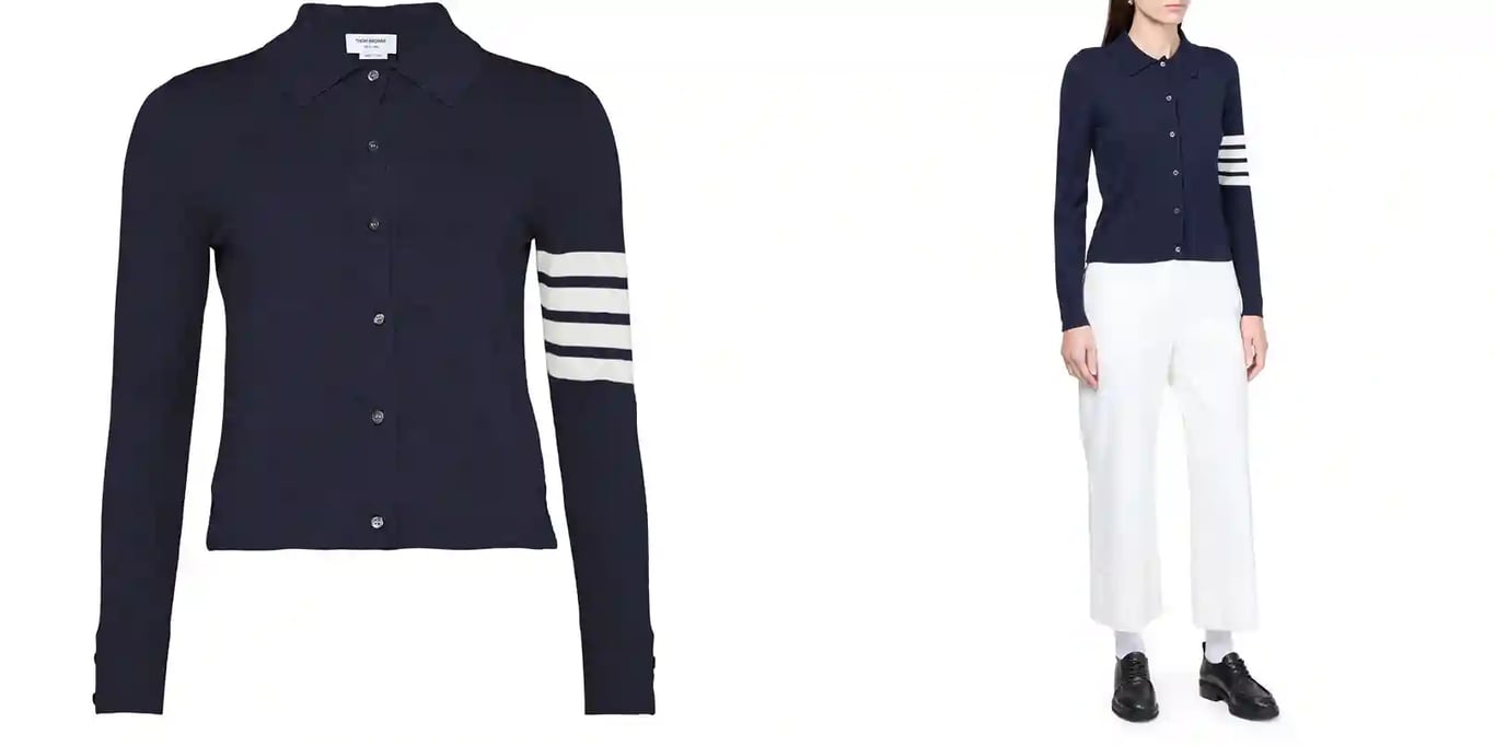 톰브라운 코튼 4바 롱 슬리브 셔츠