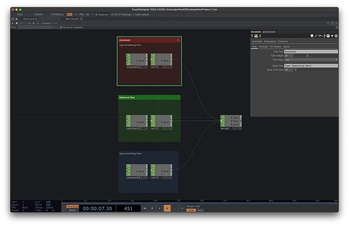 TouchDesigner 節點網路的註解與組織教學：使用 Annotate (COMP)、Network Box 與 Comment