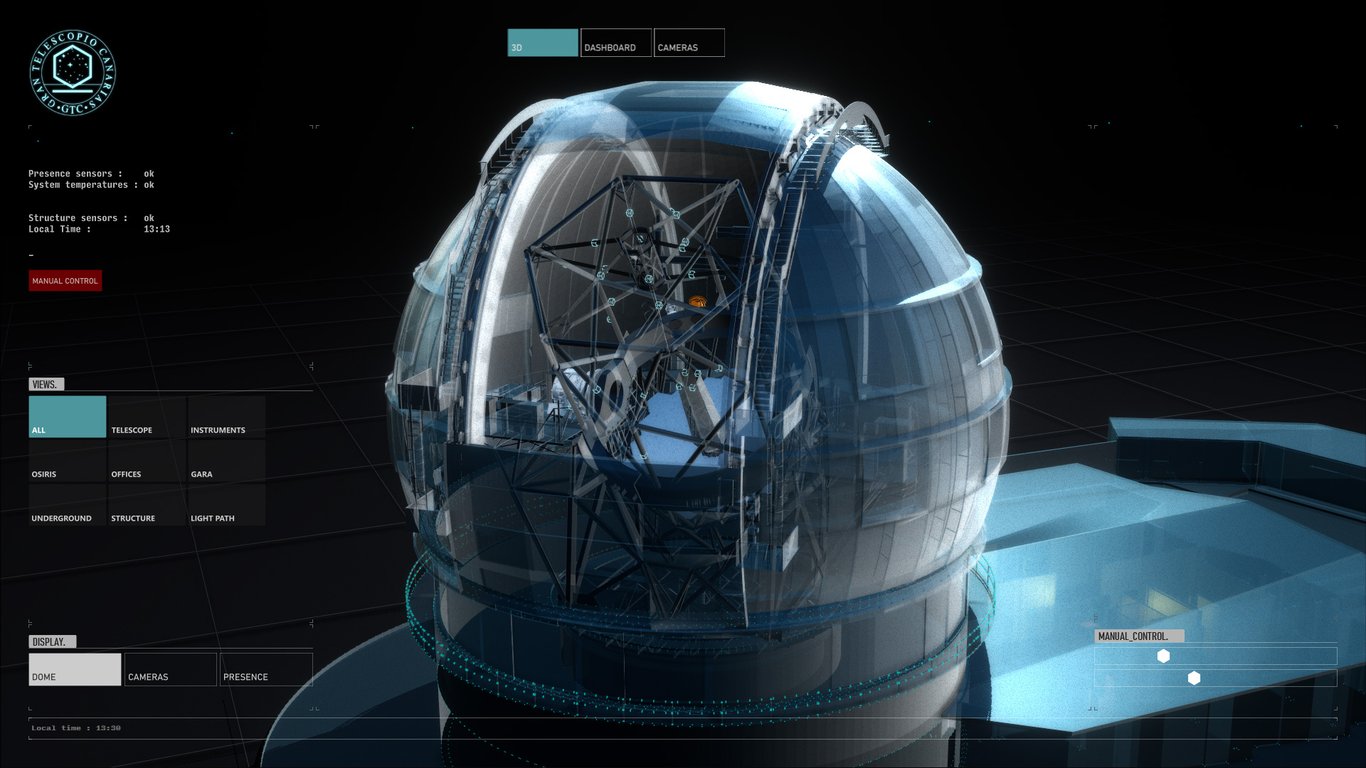 Main control panel of the digital twin of GRANTECAN. Image Credit: GRANTECAN