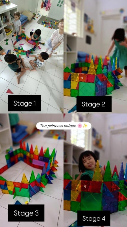One child started building, and soon all her friends joined in to help her build the castle of her dreams