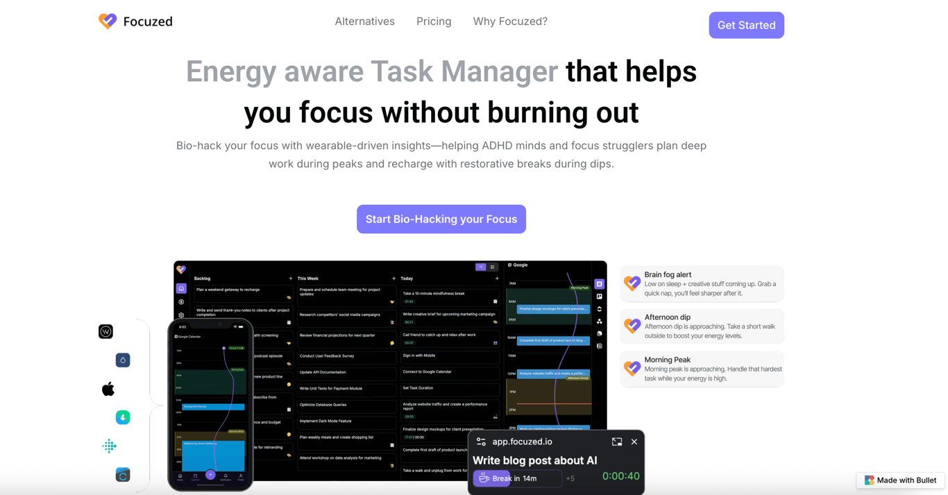 Home Page of Focuzed.io