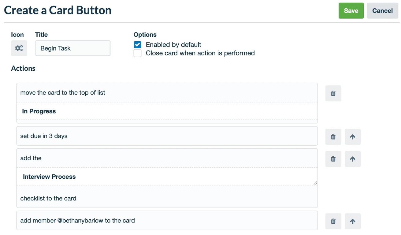Trello Butler automation rules interface for task triggers