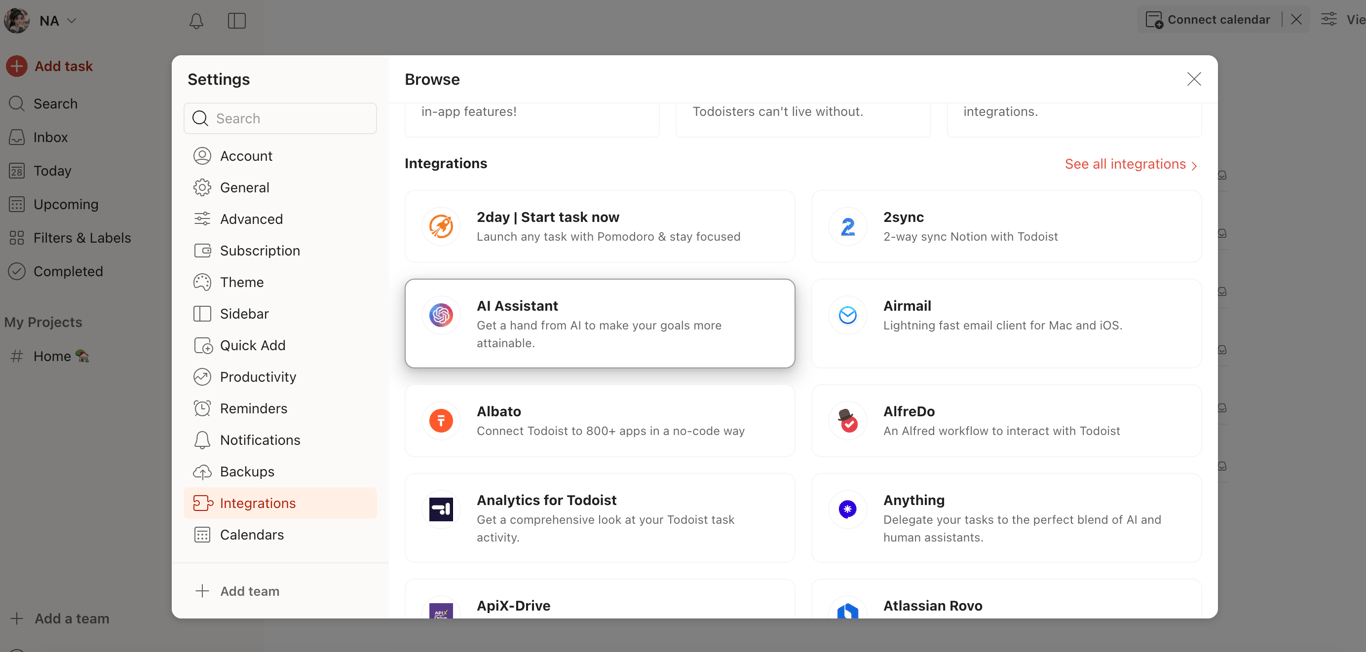Todoist Integration Options