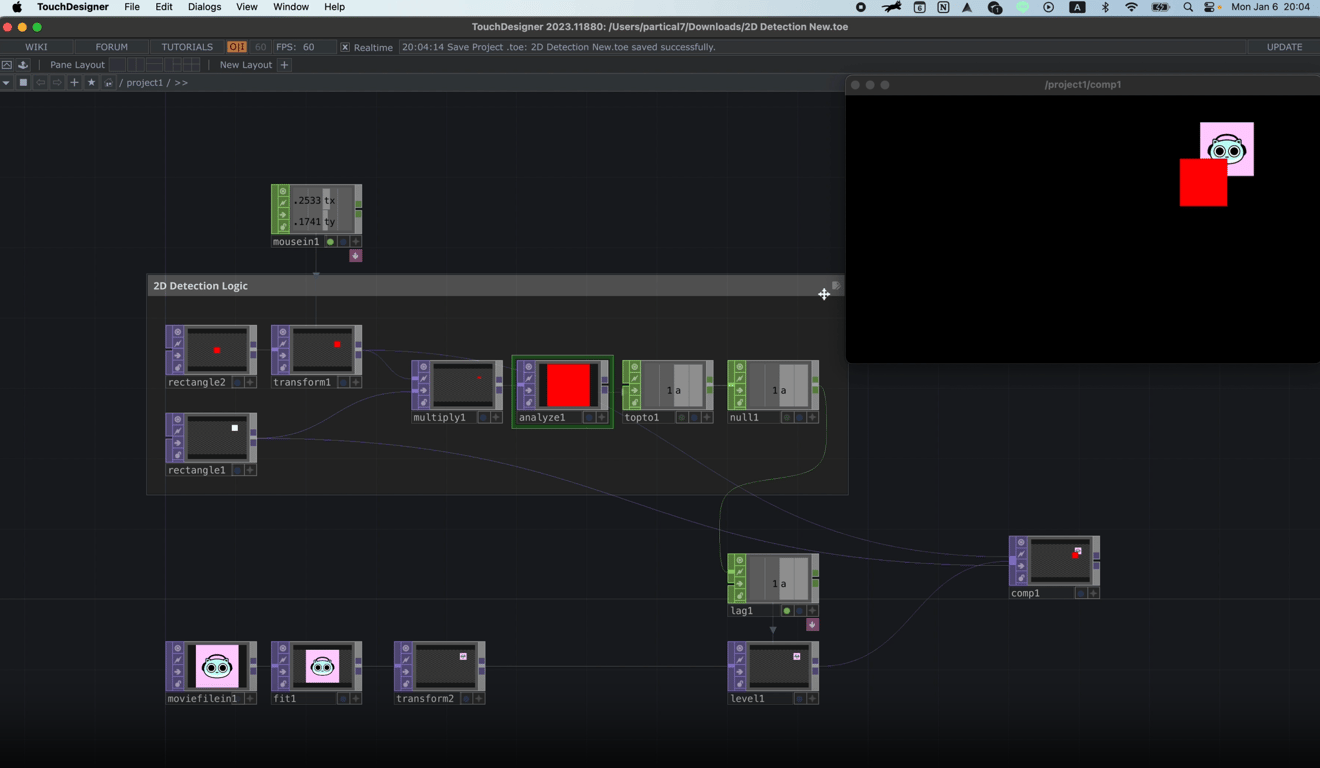 TouchDesigner 2D 碰撞偵測教學：高效圖像乘法法打造多目標互動系統