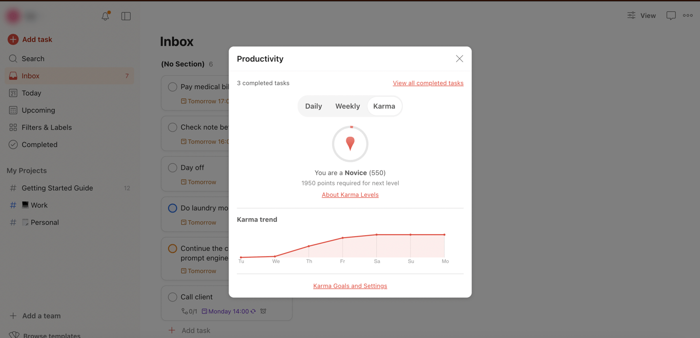 Todoist Productivity track