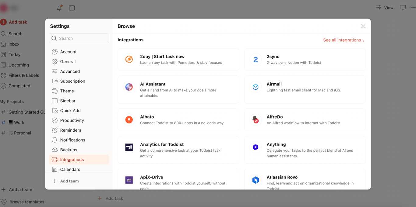 Todoist Integration