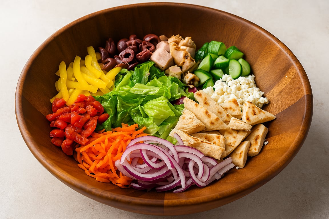 Greek Power Salad with Grilled Chicken, Farro & Greens