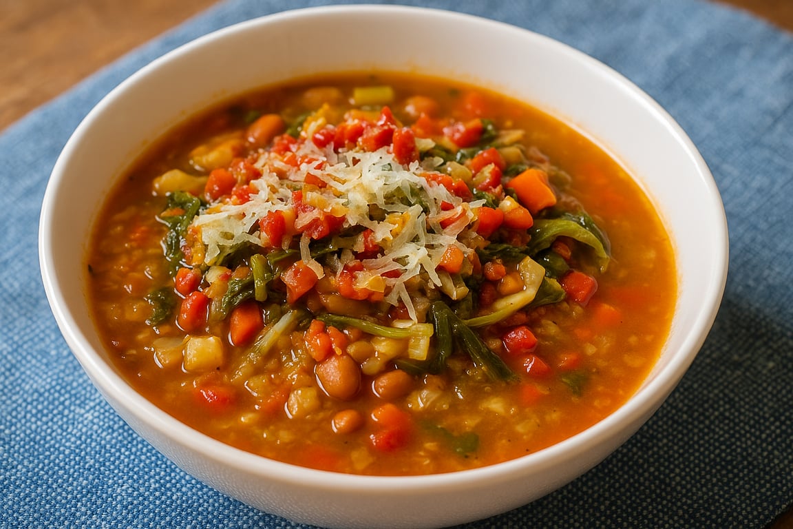 King City Pink Bean, Greens & Pasta Soup (Rainy Sunday Favorite)