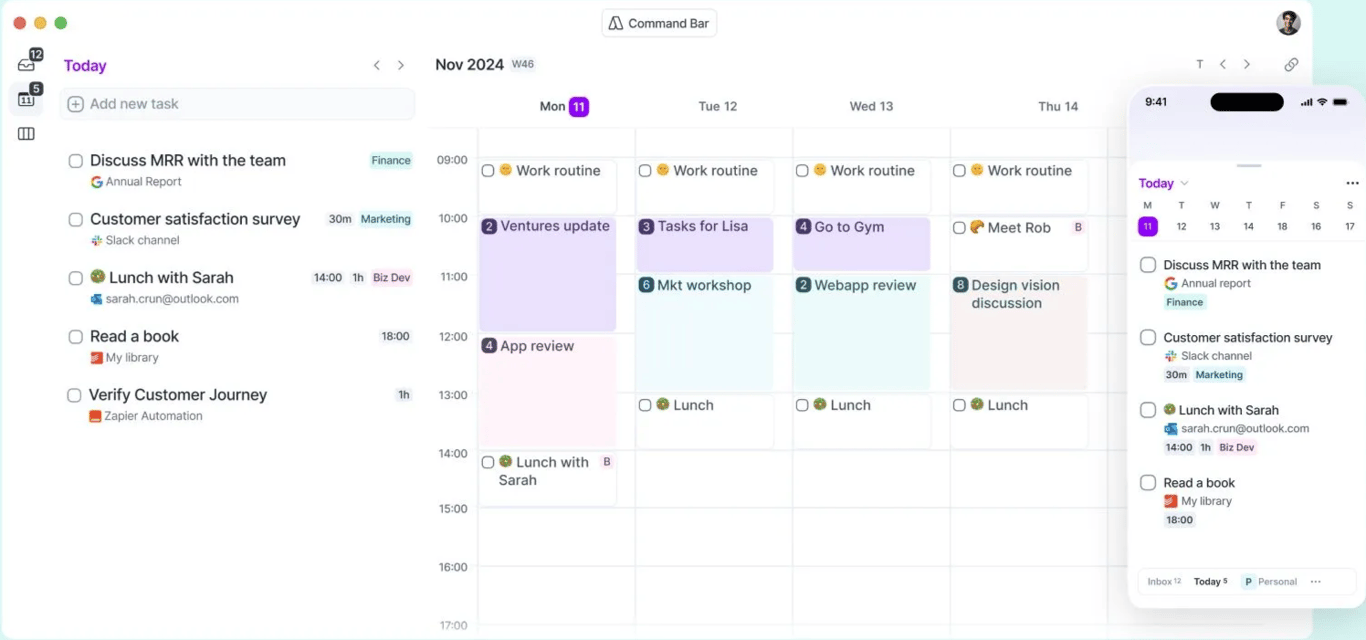 Akiflow’s dashboard