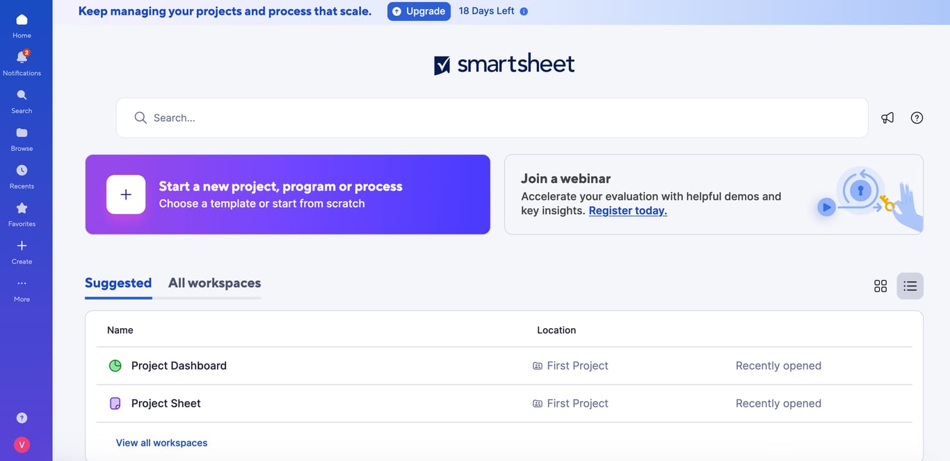 Smartsheet Interface