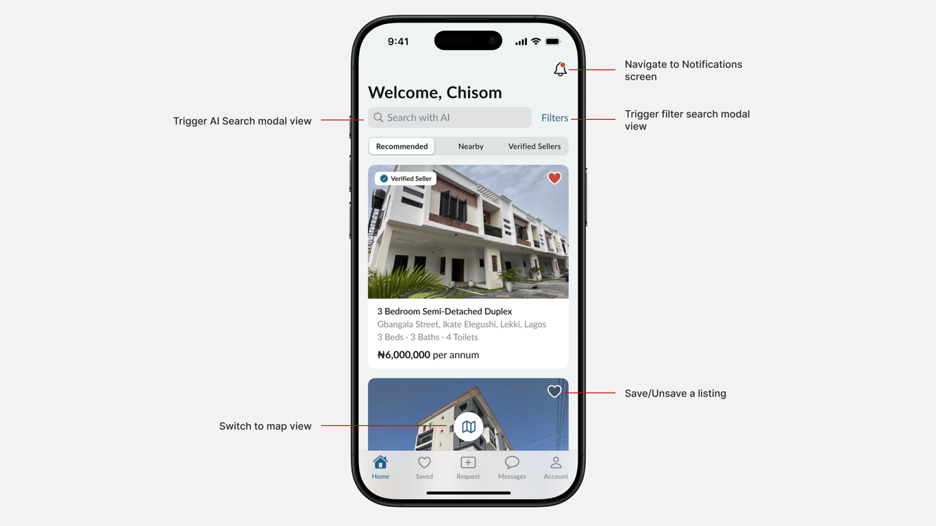 Customer Home Screen