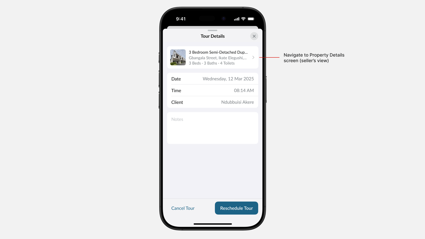 Tour Details Modal View