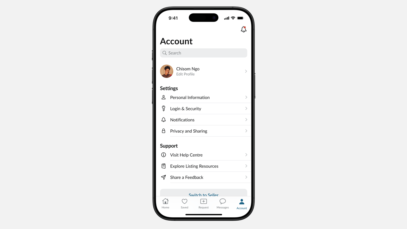 Account Management Screen