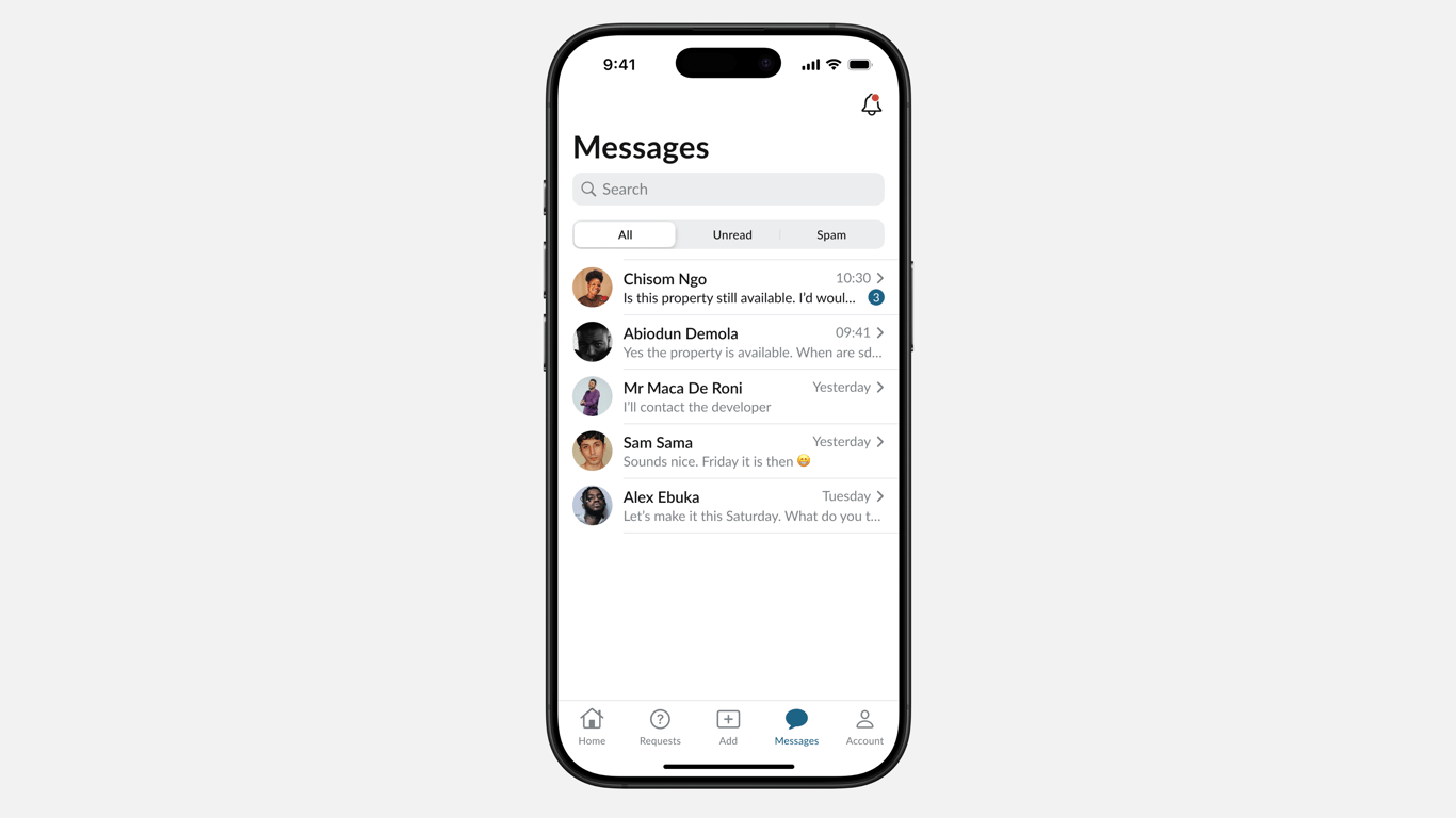 Messages Screen