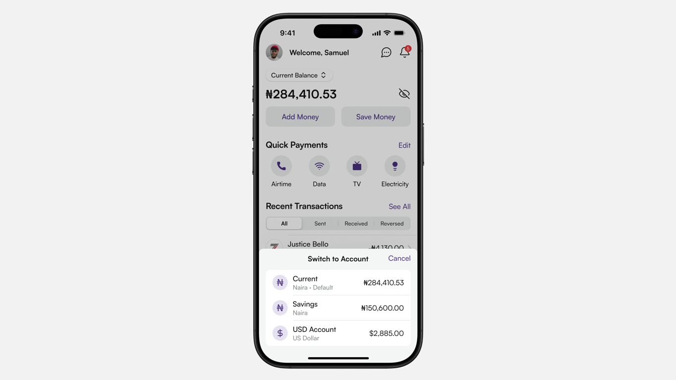 Account Switcher Sheet