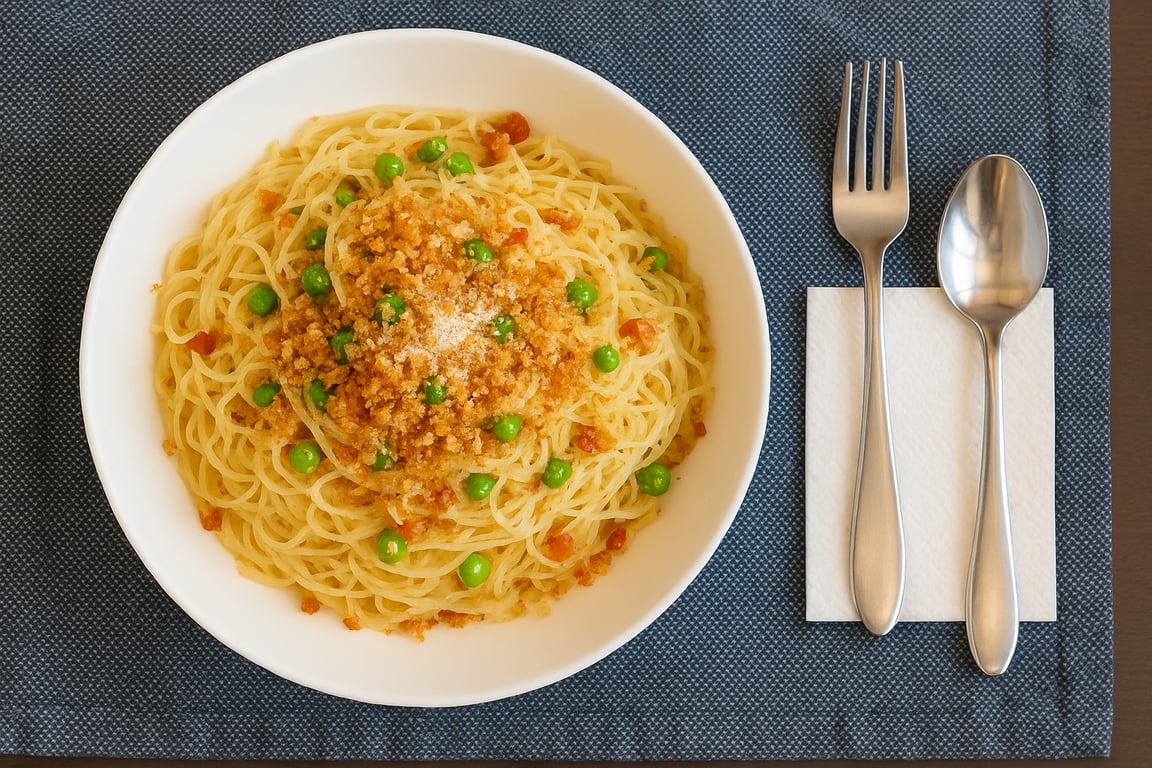 A Warm Hug in a Bowl (Angel Hair with Butter, Romano & Peas)