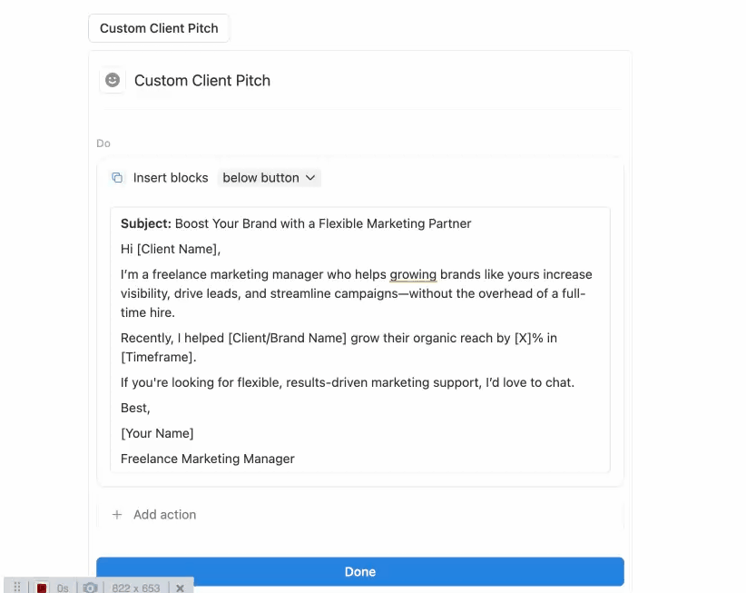 Notion Template Button generates a predefined structure