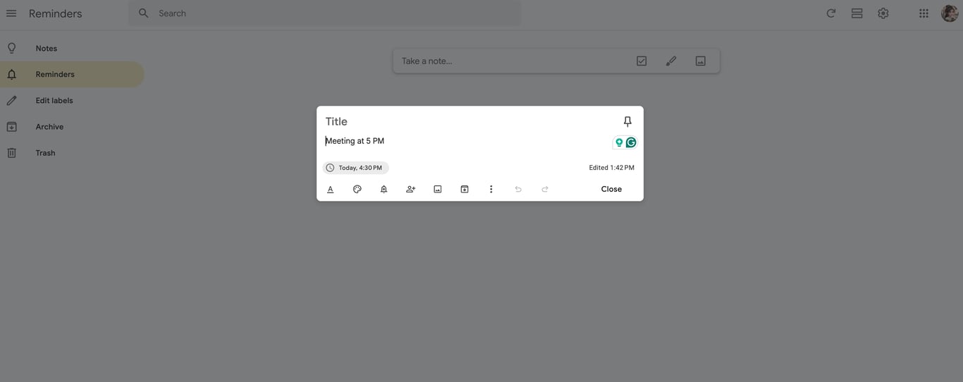 Google Keep with Reminder Feature