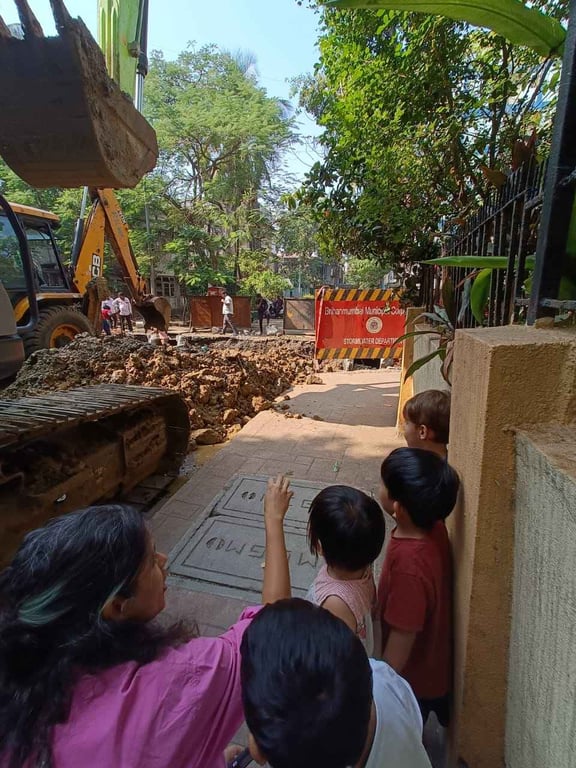 Visiting a nearby construction site to see what all the noise was about