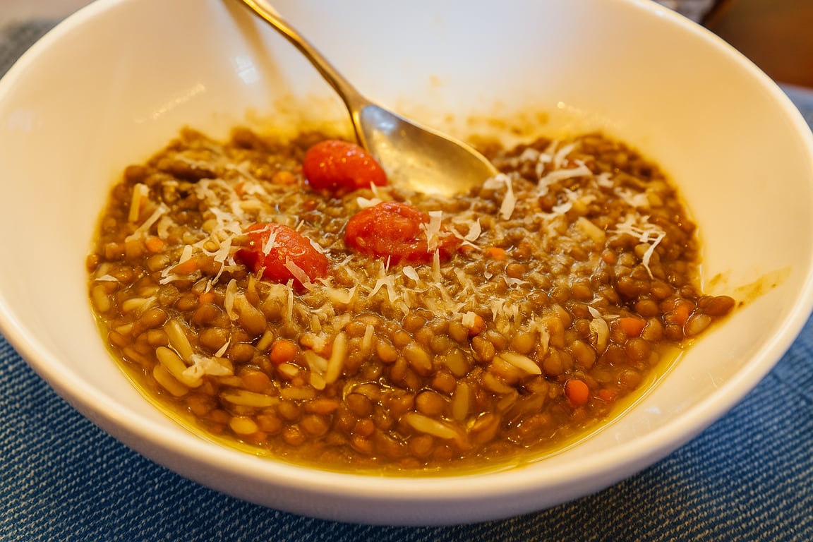 Orzo with Rancho Gordo Puglia Lentils and Calabrian Chilies