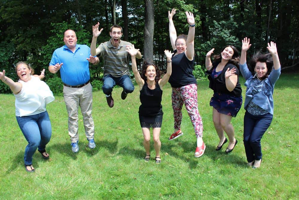 The first cohort of IFJE Crown Family Foundation Fellows with program director Dr. Keren McGinity at the summer residential seminar on campus in Newton, MA, July 2017.