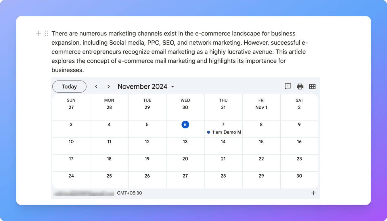 Embedded Google Calendar