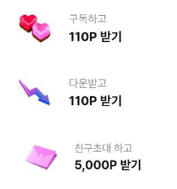 ‘5,000P 받기’의 경우, 아이콘 형태로 있습니다.