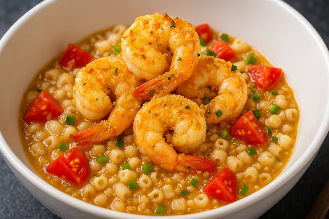 A Rustic Riff on Scampi Shrimp, White Beans & Ditalini