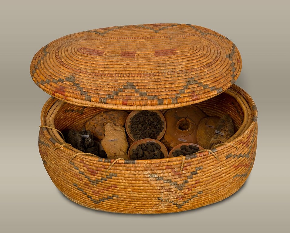 Large Oval Storage Basket, ca. 1500 B.C. Discovered in an undisturbed tomb of a woman named Hatnefer, in Egypt in 1936