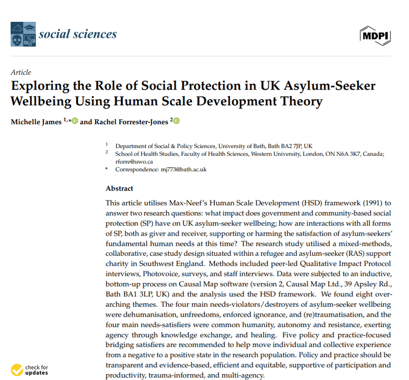 Exploring the Role of Social Protection in UK Asylum-Seeker Wellbeing Using Human Scale Development Theory