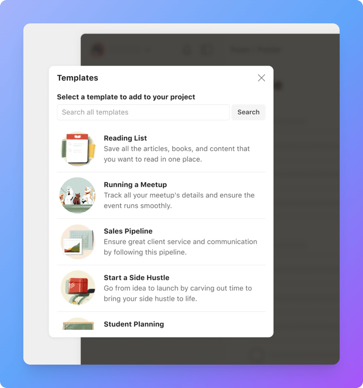Todoist’s Template Gallery