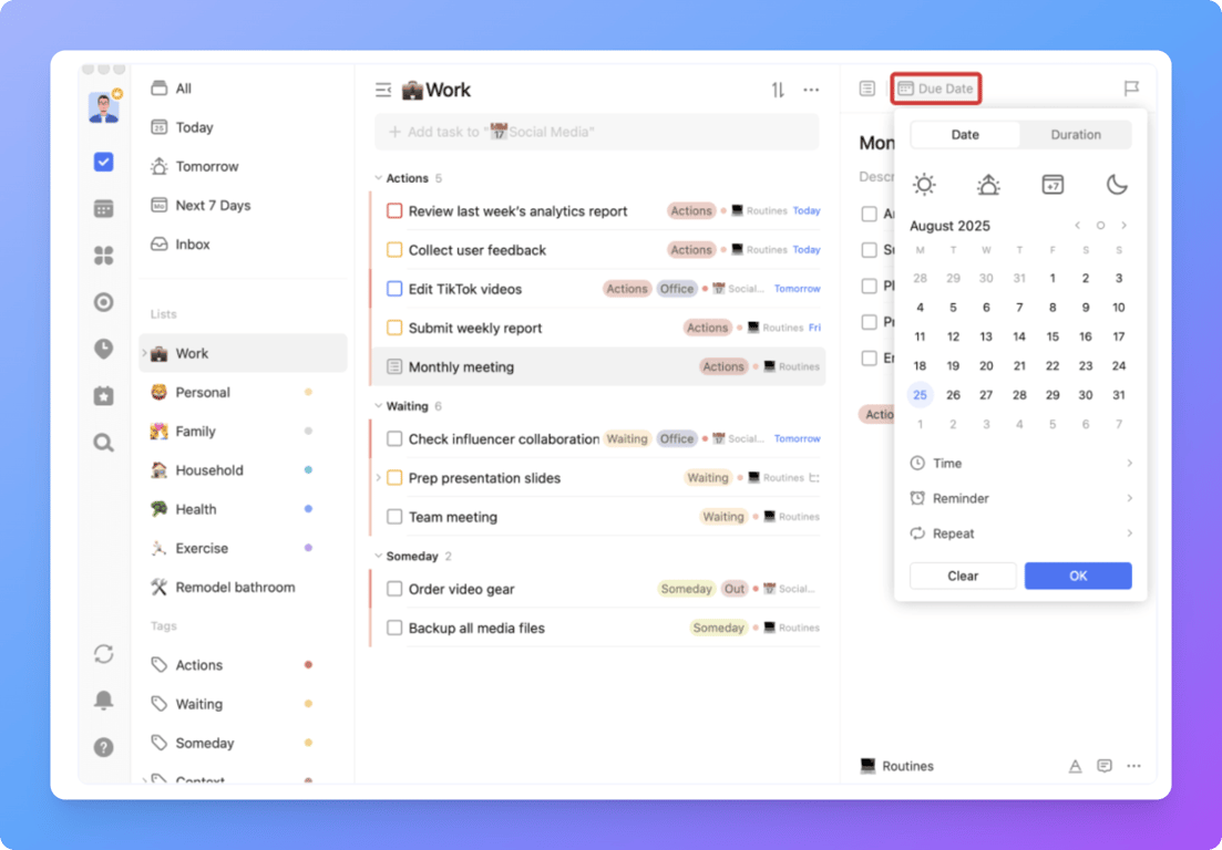 TickTick’s task management