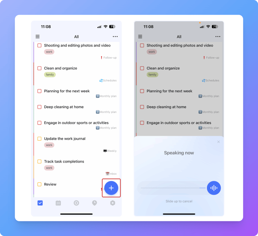TickTic’s Voice command to grab the task