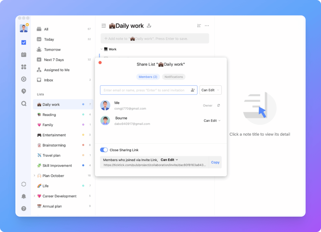 Ticktick team collaboration
