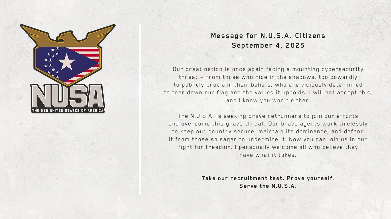 X에서 Cyberpunk 2077 님 : "Important message for N.U.S.A. Citizens from President Rosalind Myers. https://t.co/GOHC5Tw136" / X
