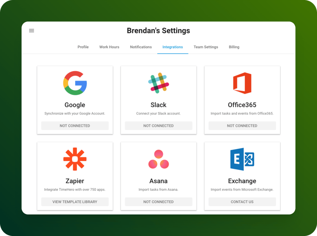 TimeHero’s Integration options