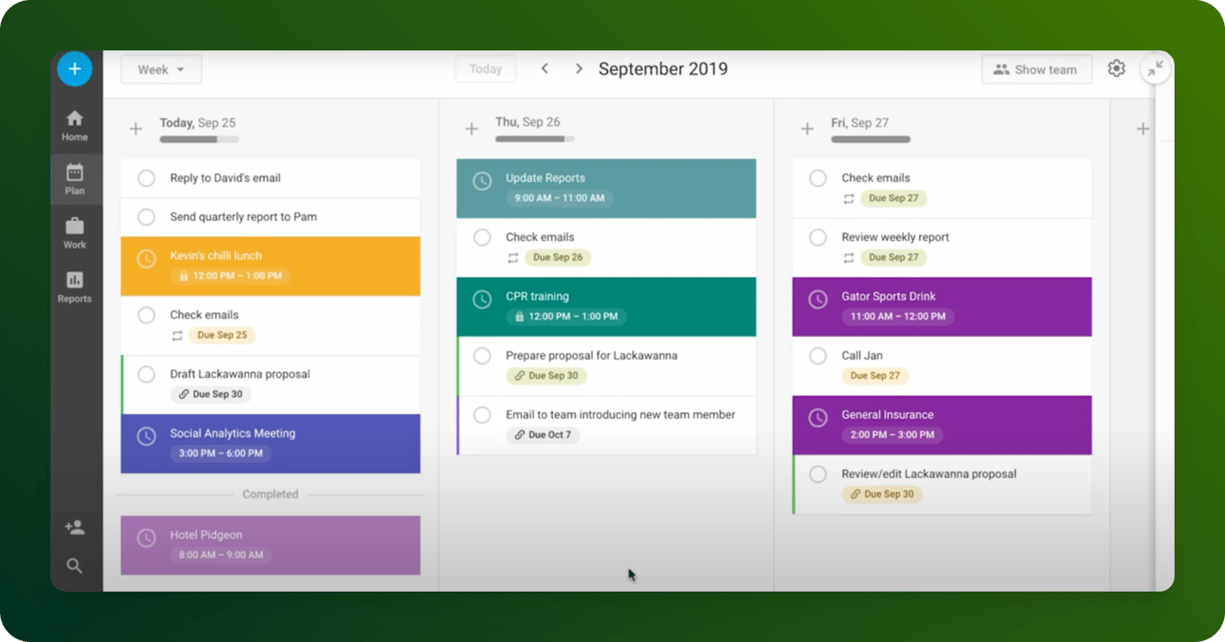 TimeHero Structured Calendar view