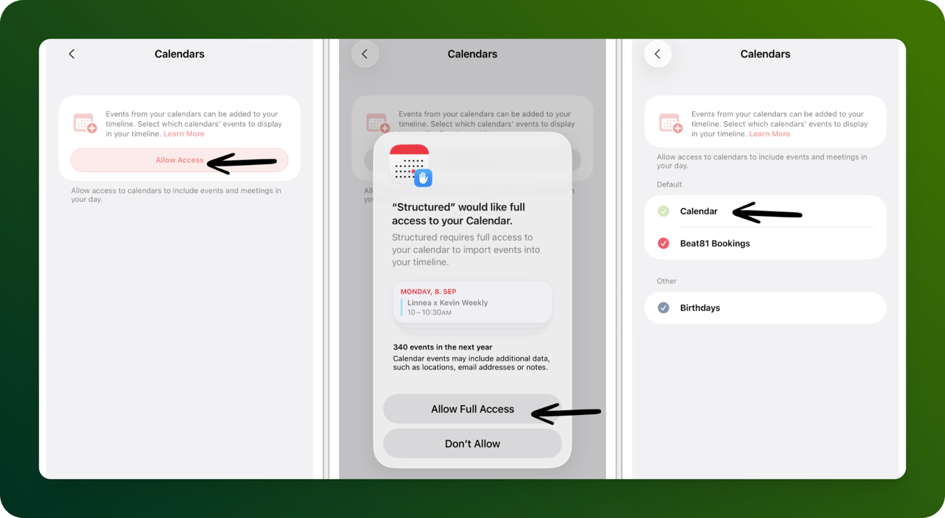 Structured Calendar Integration
