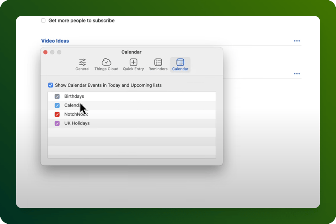 Things3 calendar integration