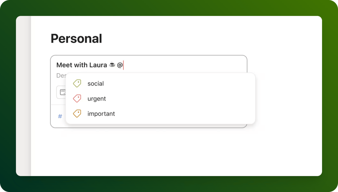 Adding labels to personal task