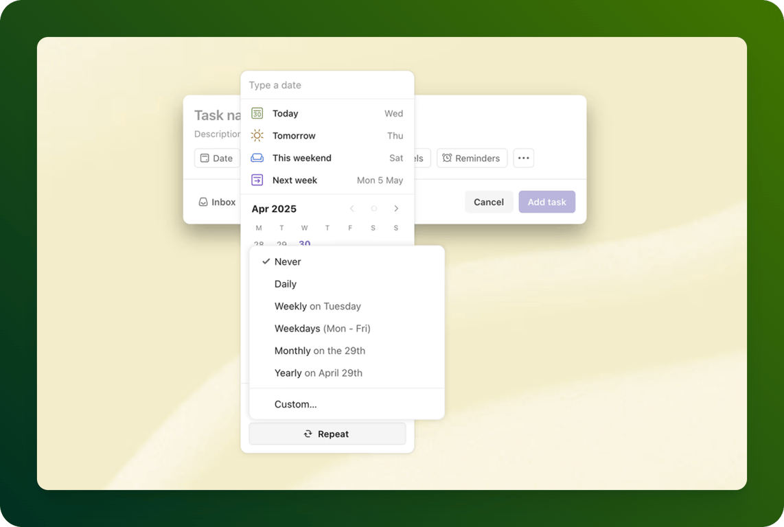 Todoist Recurring Task