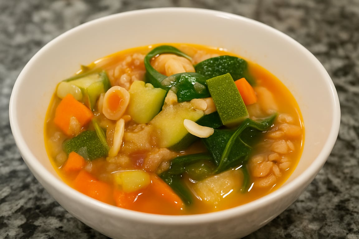 Ayocote Blanco e Farro Minestra – Italian Soup with Beans, Farro, and Vegetables