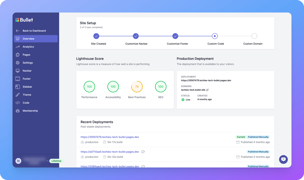 Bullet Dashboard
