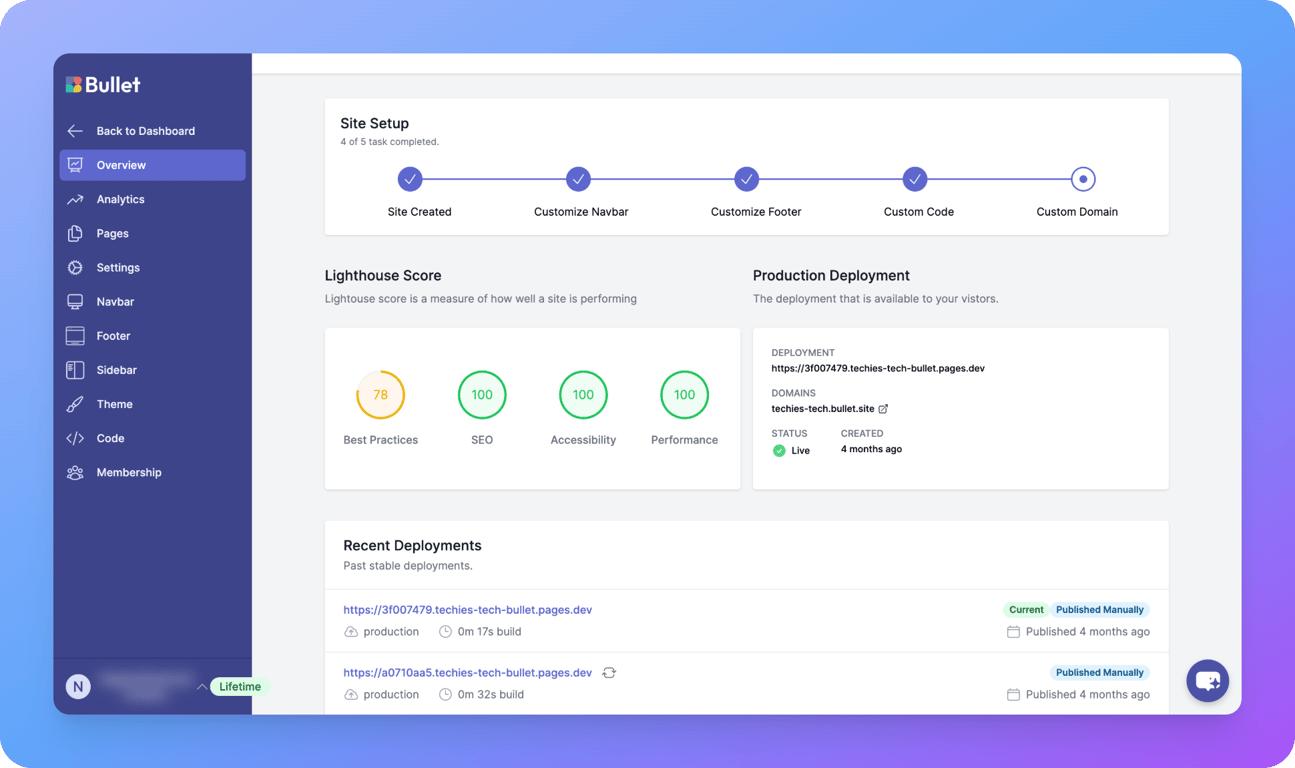 Bullet’s performance metrics