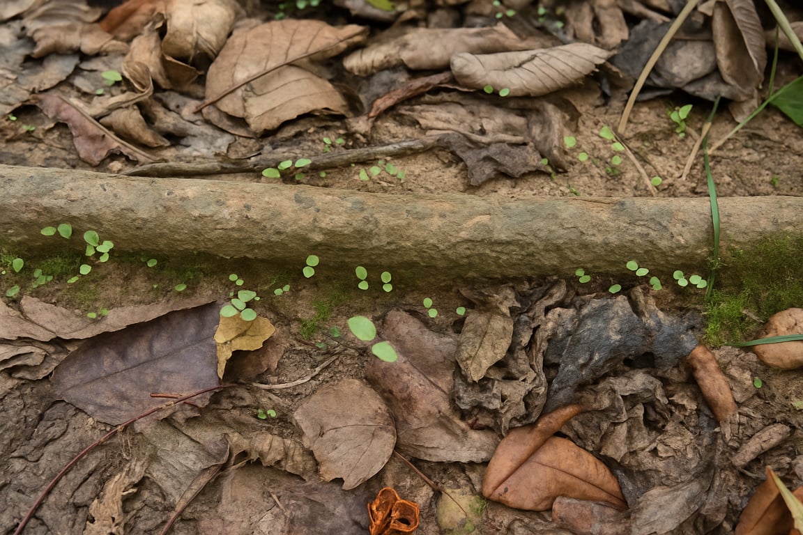 Saplings sprouting in late September, defying the calendar.