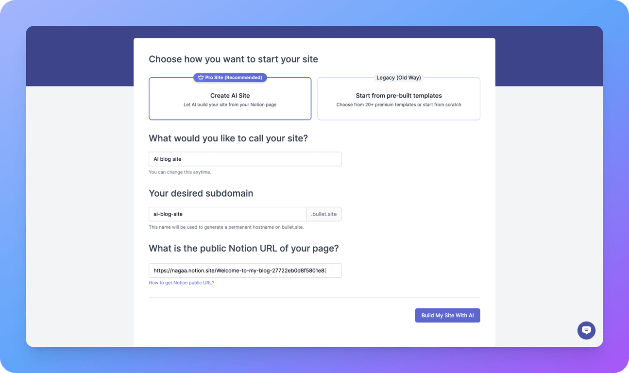 Sign Up with Bullet AI