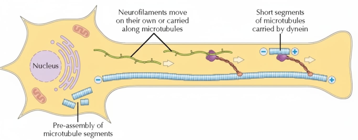 III. Slow Axonal Transport (Anterograde Only)